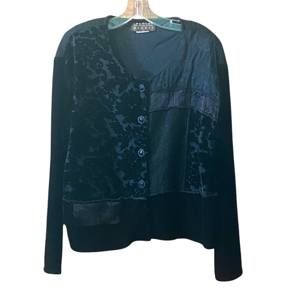 Spencer Alexis Top Sz12 Black Lace Velvet Burnout Witchy Goth Vamp Dark Fairy